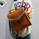 Retro Faux Leather Panel Backpack