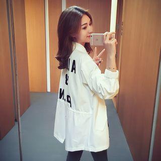 Lettering Drawstring Waist Safari Jacket