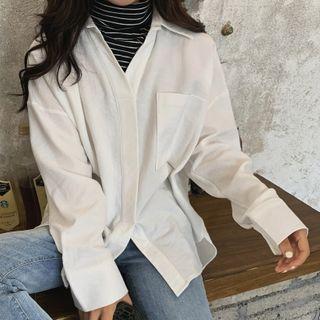 Mock Two-piece Long-sleeve Turtleneck Shirt