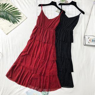 Glitter Sleevless A-line Dress