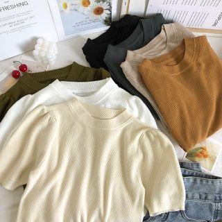 Short-sleeve Slim-fit Knit Top In 7 Colors