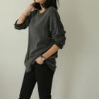 Drop-shoulder Round-hem Top