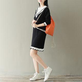 Long-sleeve Paneled Knit Dress