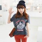 V-neck Print T-shirt