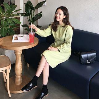 Collarless Canvas Shirtdress