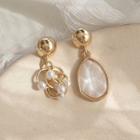 Non-matching Faux Pearl Dangle Earring 1 Pair - S925 Silver - One Size