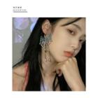 Butterfly Rhinestone Dangle Earring 1 Pc - Green & Red & Blue - One Size