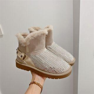 Rhinestone Studded Short Snow Boots