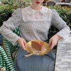 Lace Trim Floral Puff-sleeve Blouse