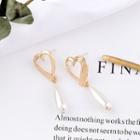 Alloy Heart Faux Pearl Dangle Earring 1 Pair - Gold - One Size