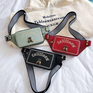 Faux Leather Embellished Belt Bag