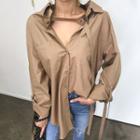 Dual-pocket Strappy-detail Long Shirt