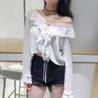 Lace-up Frill-trim Shirt