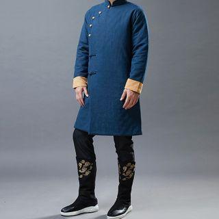 Long-sleeve Frog-button Linen Long Top
