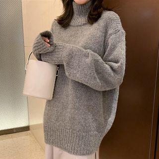Turtleneck Loose-fit Sweater Gray - One Size
