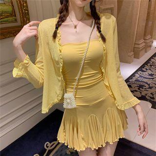 Open Front Light Jacket / Strapless Mini A-line Dress
