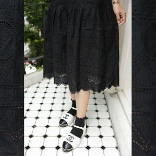 Drop-waist Eyelet-lace Dress