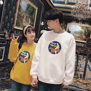 Couple Matching Cartoon Round Neck Pullover