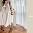 Pocket-side Long Shirtdress Cream - One Size