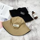 Lettering Applique Bucket Hat Black & Khaki - One Size