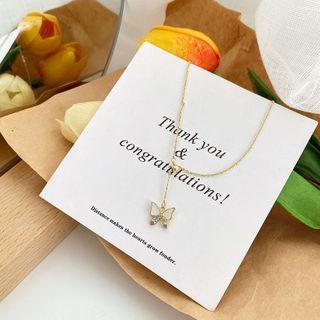 Acrylic Butterfly Pendant Y Choker Gold - One Size