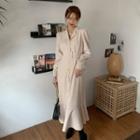 Tie Waist Single Breasted Coat Dress As Shown In Figure - One Size