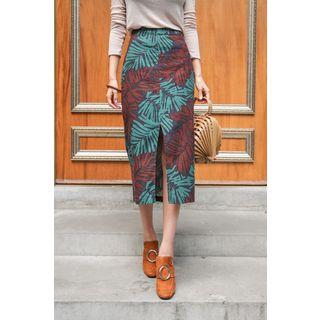 Slit-side Pattern Midi Skirt