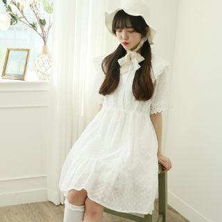 Eyelet-lace Shirtwaist Dress White - One Size