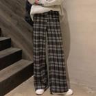 Plaid Wide Leg Pants Black & White - One Size