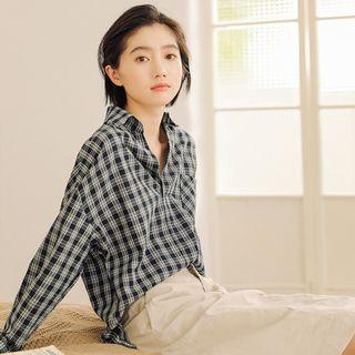 Linen Plaid Blouse