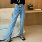 Cutout Slit Straight-leg Jeans