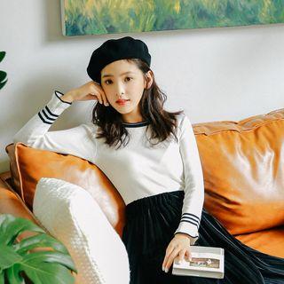 Contrast-striped Knit Top