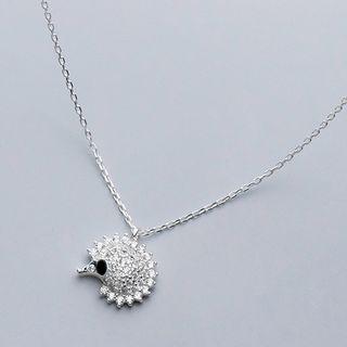 925 Sterling Silver Rhinestone Hedgehog Pendant Necklace S925 Sterling Silver - Necklace - One Size