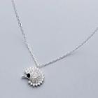 925 Sterling Silver Rhinestone Hedgehog Pendant Necklace S925 Sterling Silver - Necklace - One Size