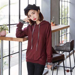 Checker Print Drawstring Hoodie
