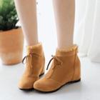 Frill Trim Hidden Wedge Ankle Boots