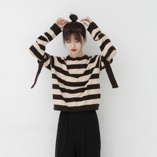 Striped Cut-out Knit Top