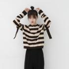 Striped Cut-out Knit Top
