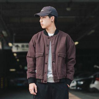 Contrast Trim Twill Button Jacket