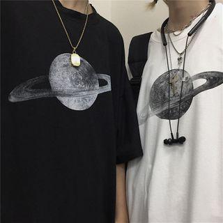 Planet Print Oversize Short-sleeve Tee