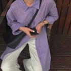 Plain Shirtdress Purple - One Size