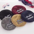 Embroidered Lettering Wool Beret Hat