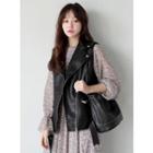 Diagonal-zip Faux-leather Vest