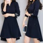 Butterfly Applique 3/4 Sleeve A-line Dress