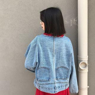 Distressed V-neck Denim Jacket