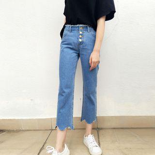 Scallop Hem Cropped Jeans