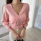 Double-breasted Cropped Wrap Cardigan