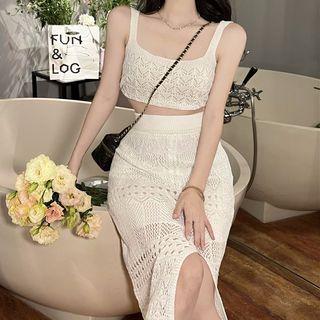 Perforated Tank Top / Midi Skirt