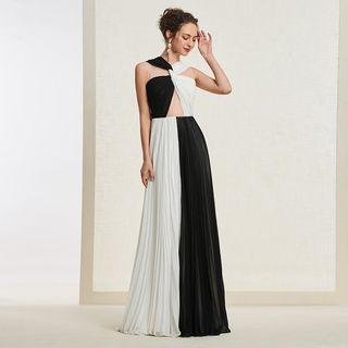 Sleeveless Color-block Evening Dress