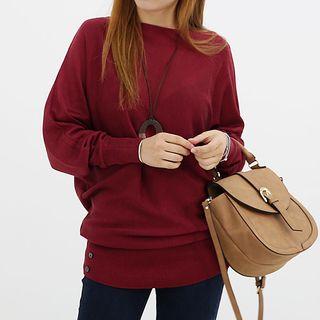 Crew-neck Button-detail Sweater